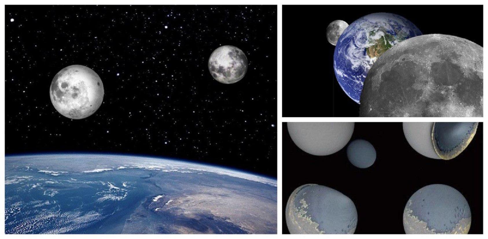Было ли 2 луны. Две Луны у земли. Два спутника земли. У земли было 2 спутника. Несколько спутников планет.