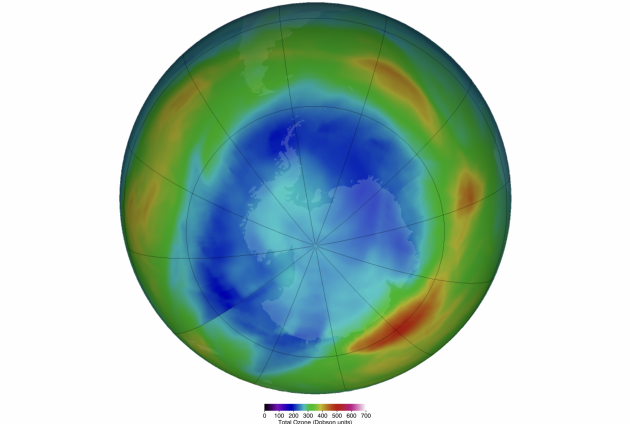 Озоновая дыра над Южным полюсом появилась в этом году аномально рано