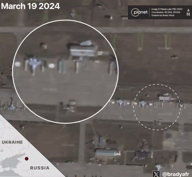 Компания Planet Labs опубликовала спутниковые снимки последствий удара украинских беспилотников по аэродрому Кущёвская в Краснодарском крае. - «Новости»